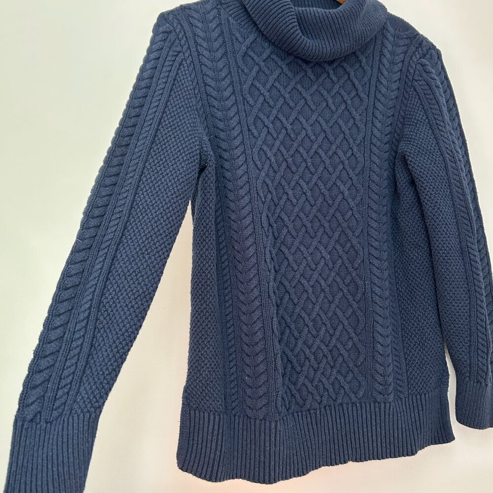 Banana Republic Navy Blue Cable Knit Women's Turtleneck Sweater - Small - Picture 3 of 7